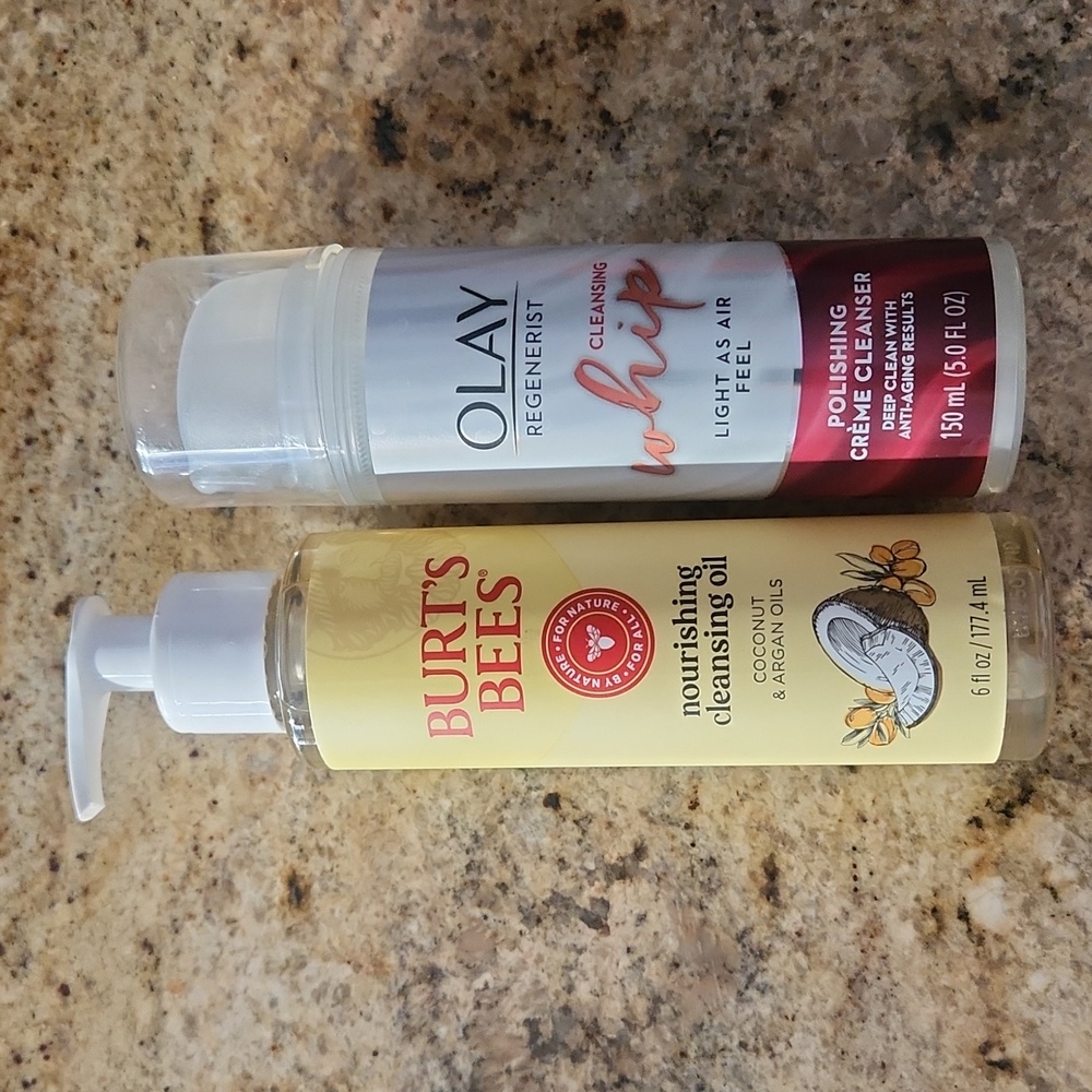 Burt's Bees & Olay Facial Care SET Bundle Of 2. NEW! Nourishing Cleansing Oil Cr
